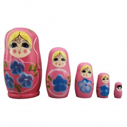 Set de 5 papusi Matrioska, roz