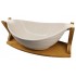 Salatiera ceramica pe suport de bambus, 30x10x17cm, ClauM